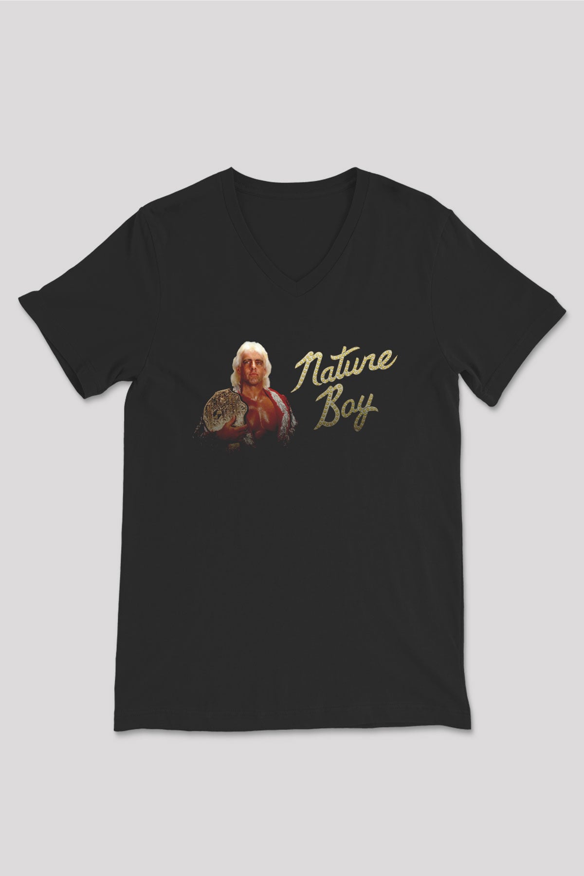 Ric Flair Siyah Unisex  V Yaka Tişört