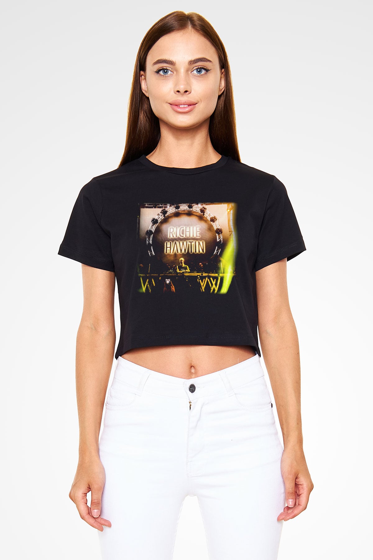 Richie Hawtin Siyah Crop Top Tişört