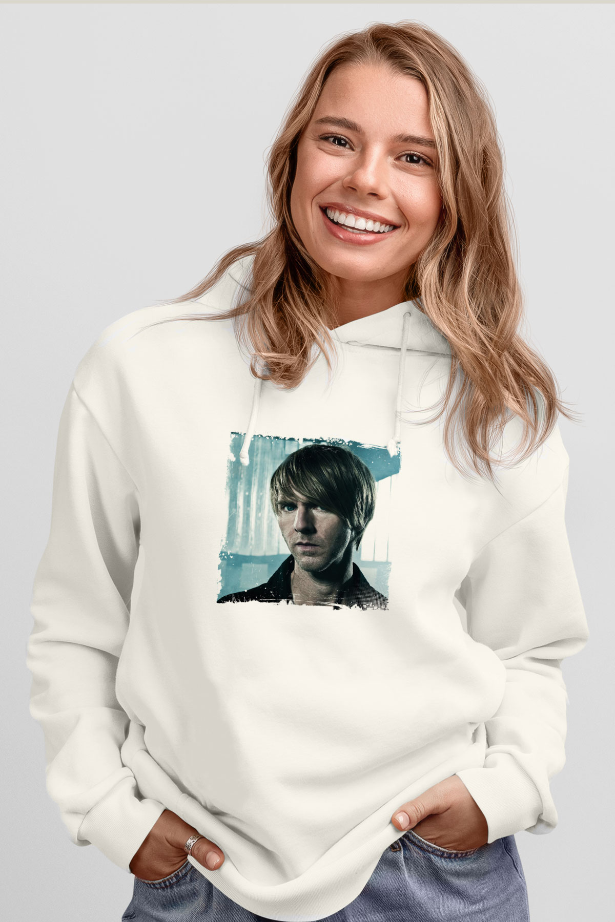 Richie HawtinBaskılı Beyaz Hoodie