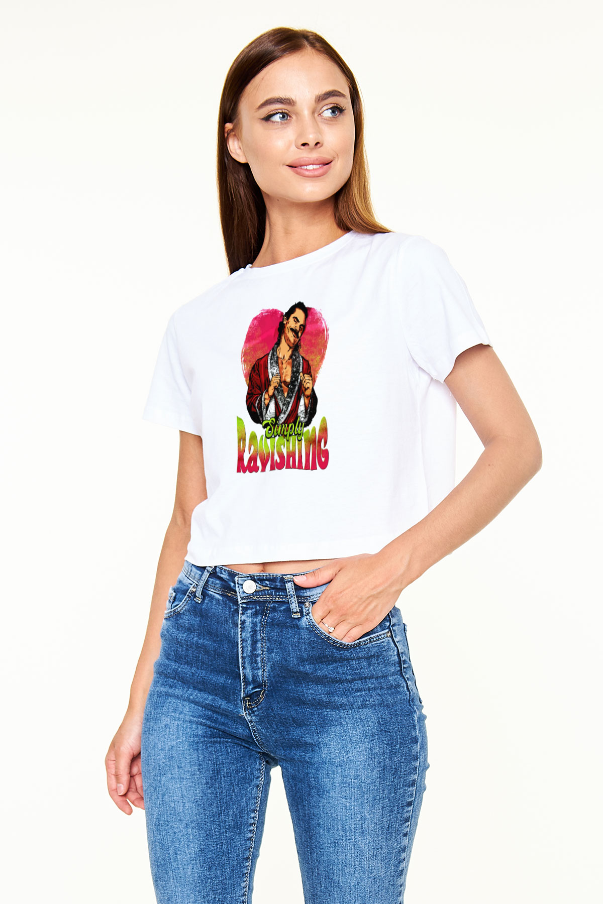 Rick Rude Beyaz   Crop Top Tişört