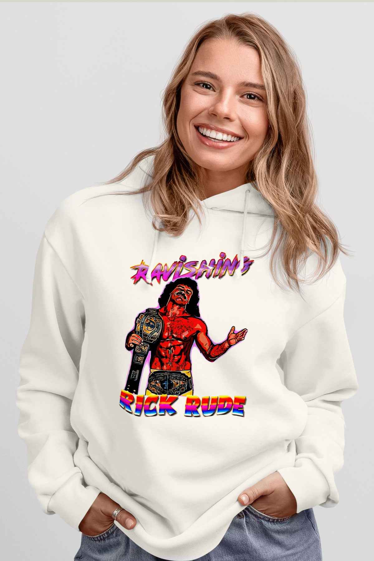 Rick Rude Beyaz Unisex Hoodie