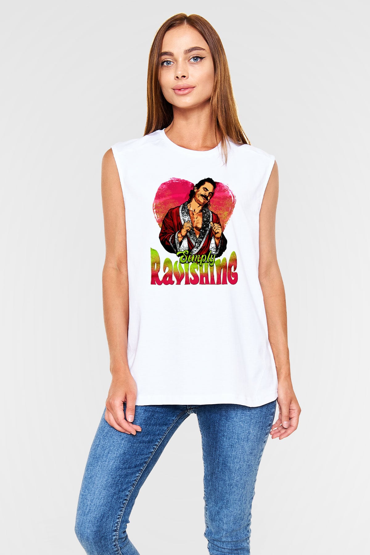 Rick Rude Beyaz Unisex  Kolsuz Tişört
