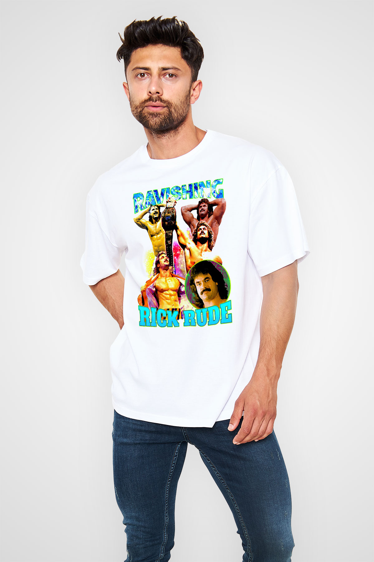 Rick Rude Beyaz Oversize Tişört