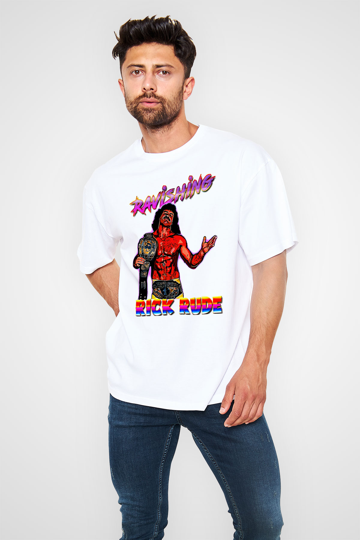 Rick Rude Beyaz Oversize Tişört