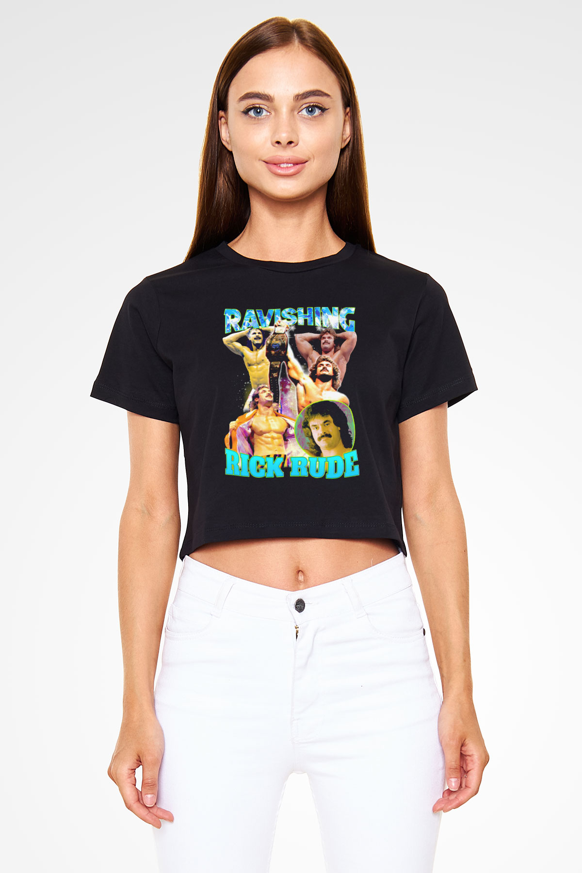 Rick Rude Siyah   Crop Top Tişört