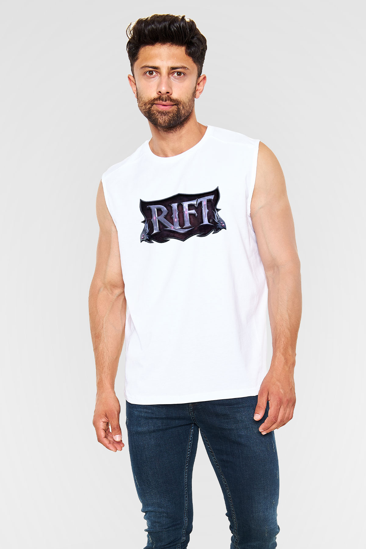 Rift Beyaz Unisex Kolsuz Tişört