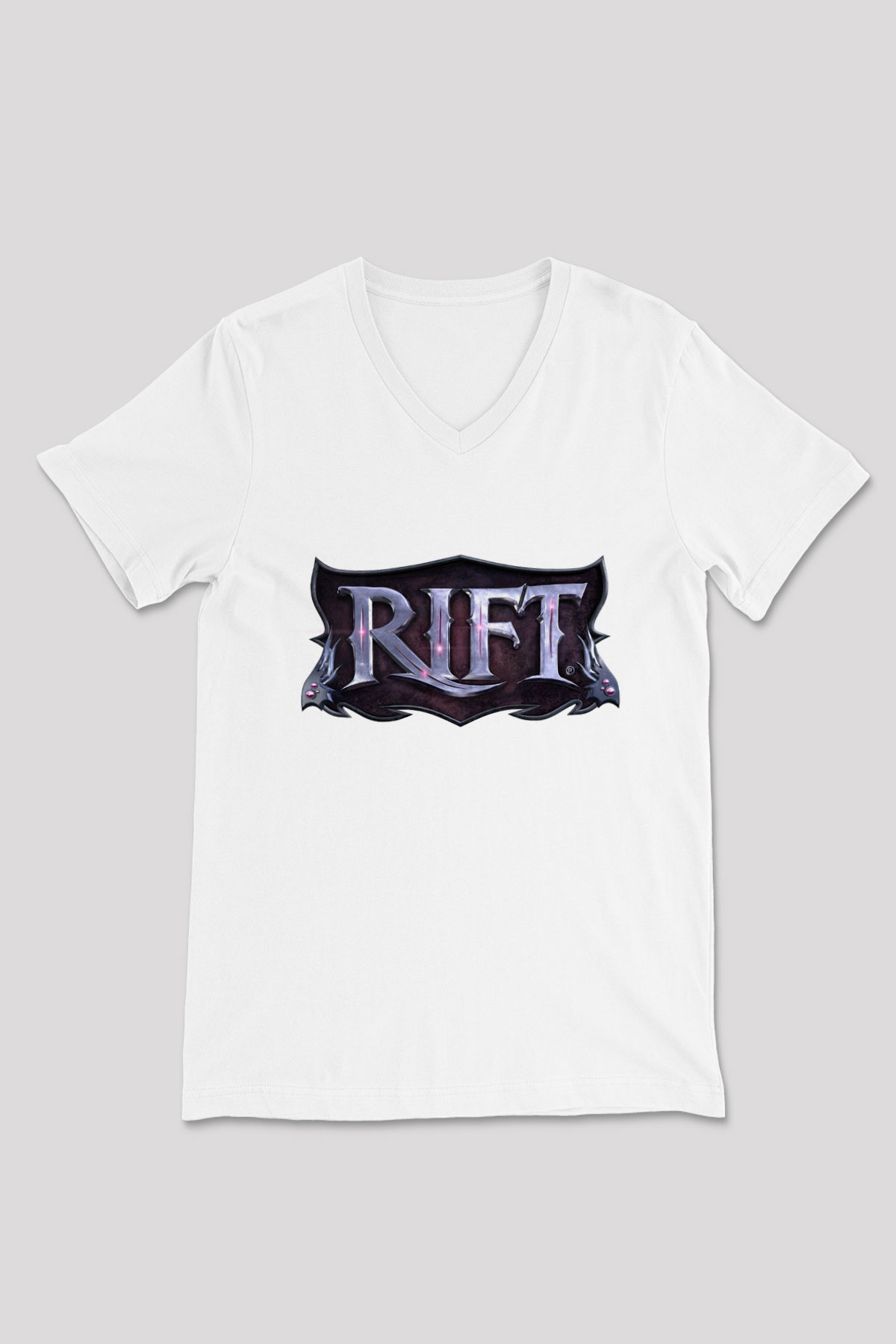 Rift Beyaz Unisex V Yaka Tişört