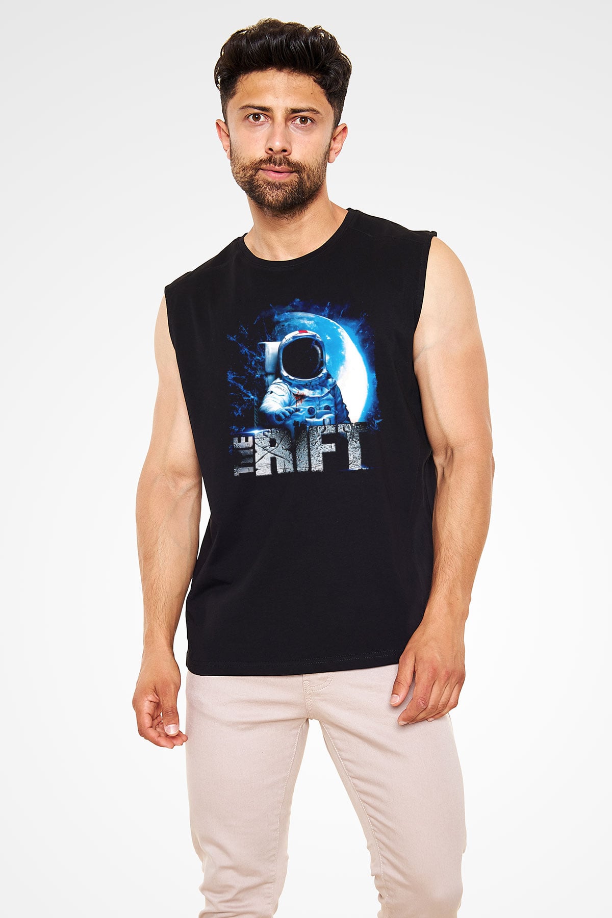 Rift Siyah Unisex Kolsuz Tişört