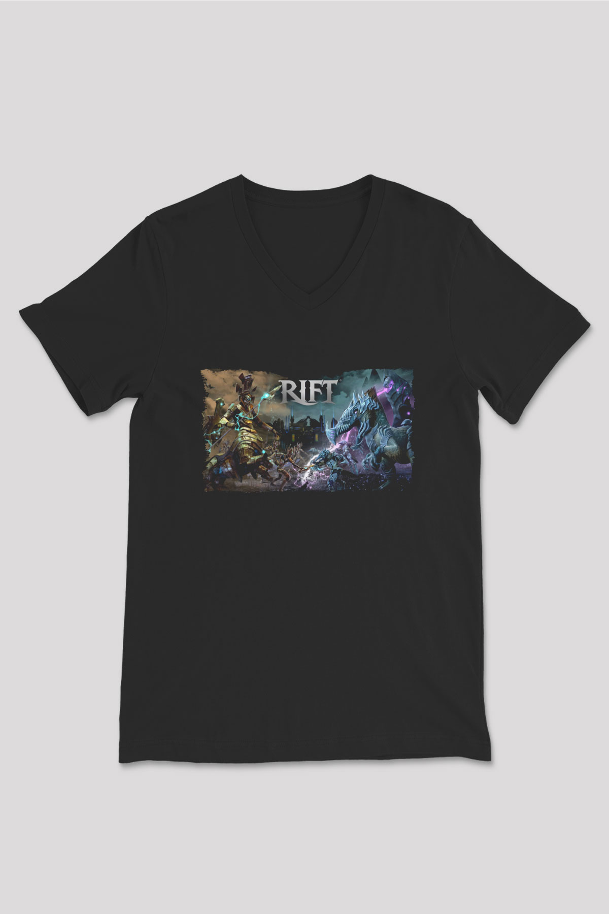 Rift Siyah Unisex V Yaka Tişört
