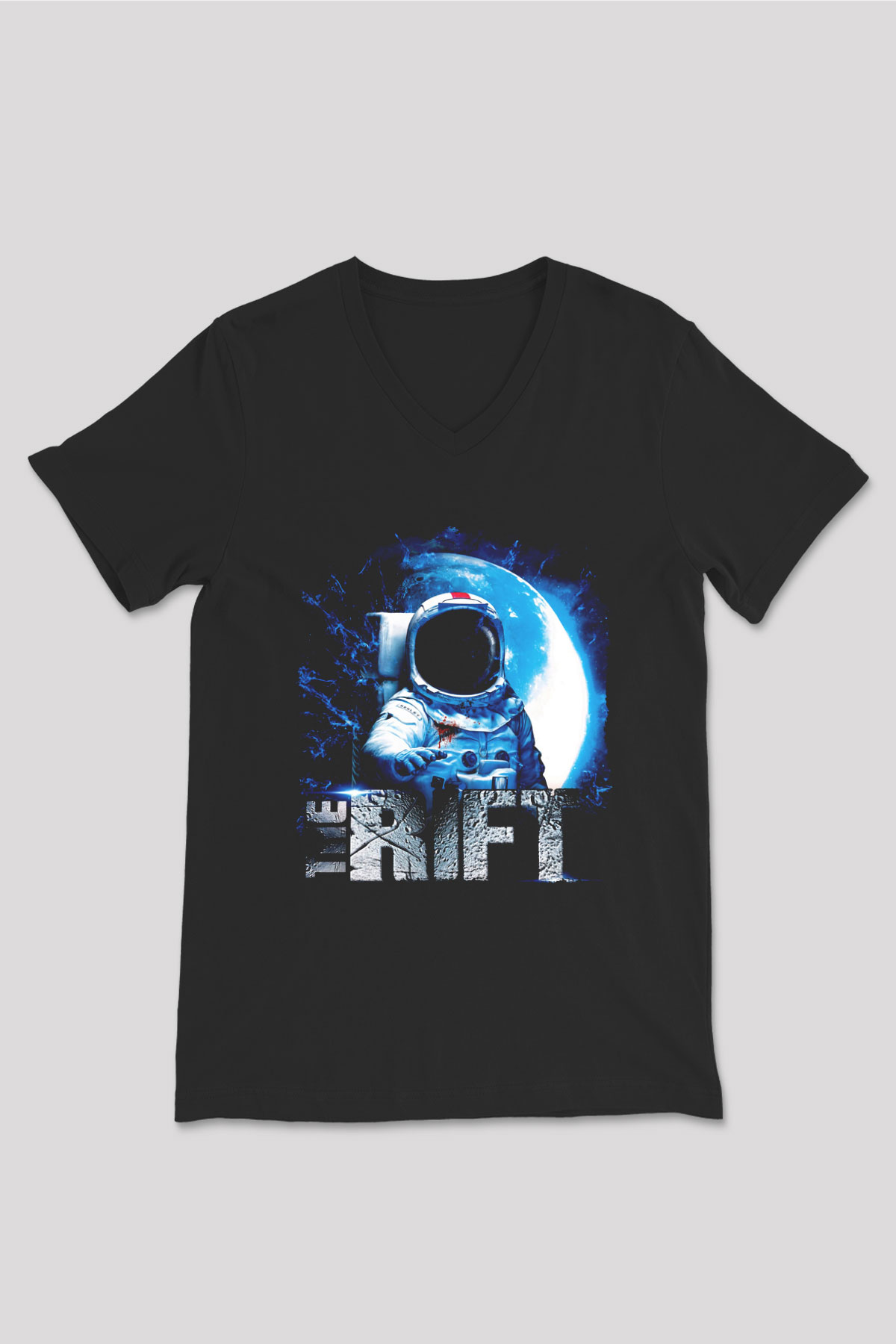 Rift Siyah Unisex V Yaka Tişört