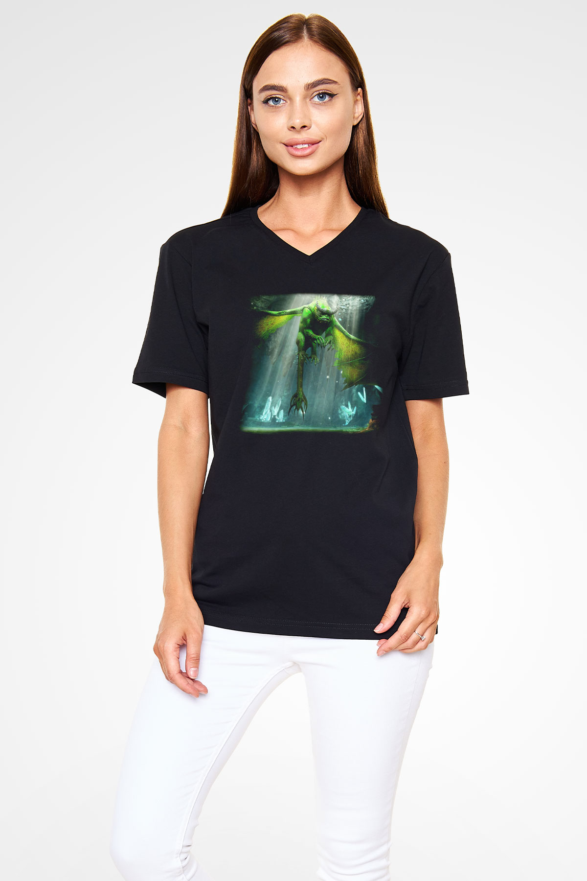 Rift Siyah Unisex V Yaka Tişört T-Shirt