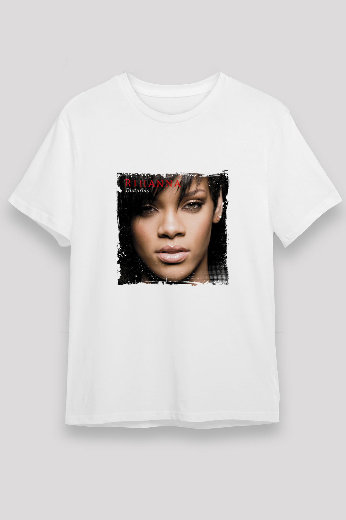 Rihanna Baskılı Unisex Beyaz Tişört