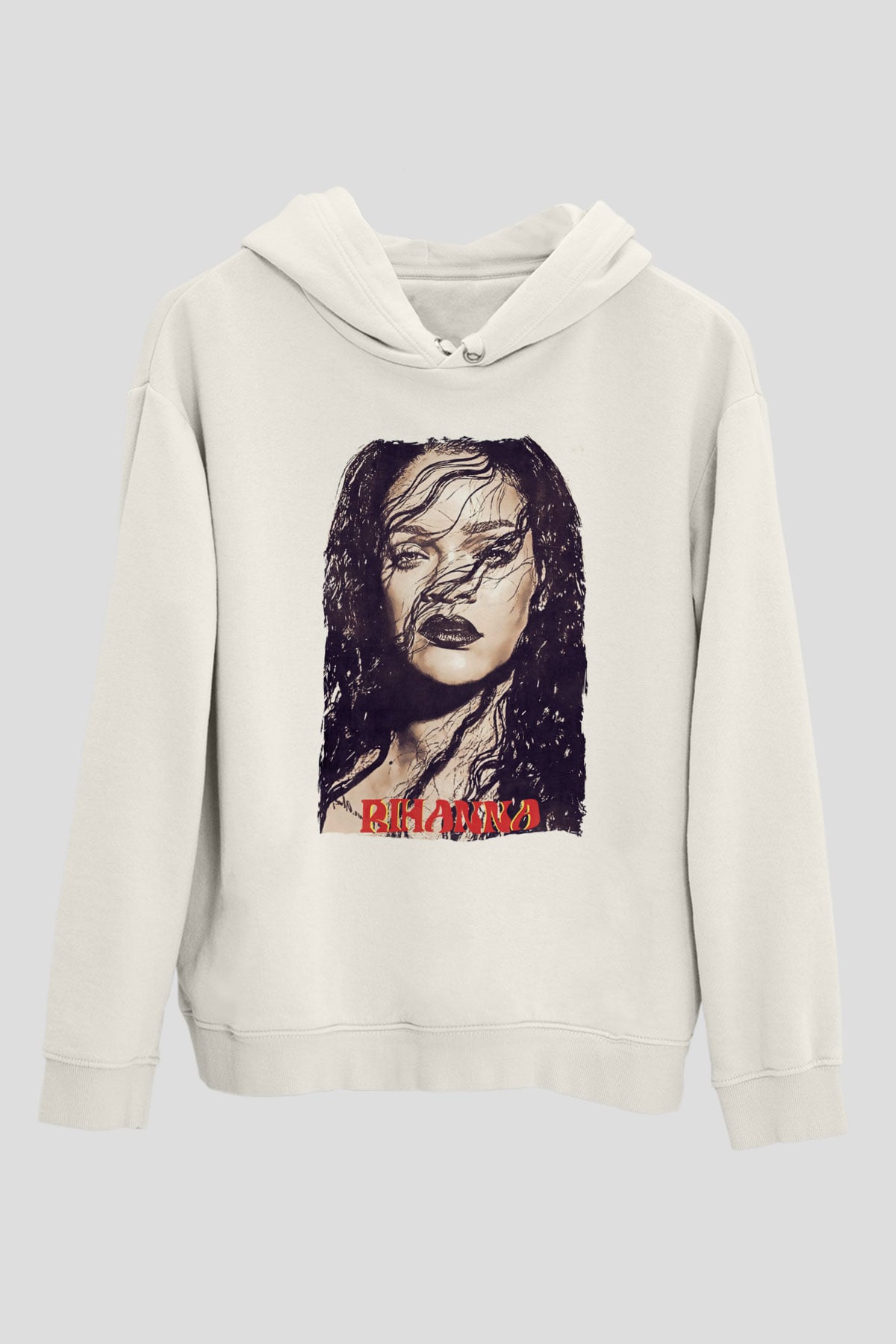 Rihanna Beyaz Unisex Kapüşonlu Sweatshirt