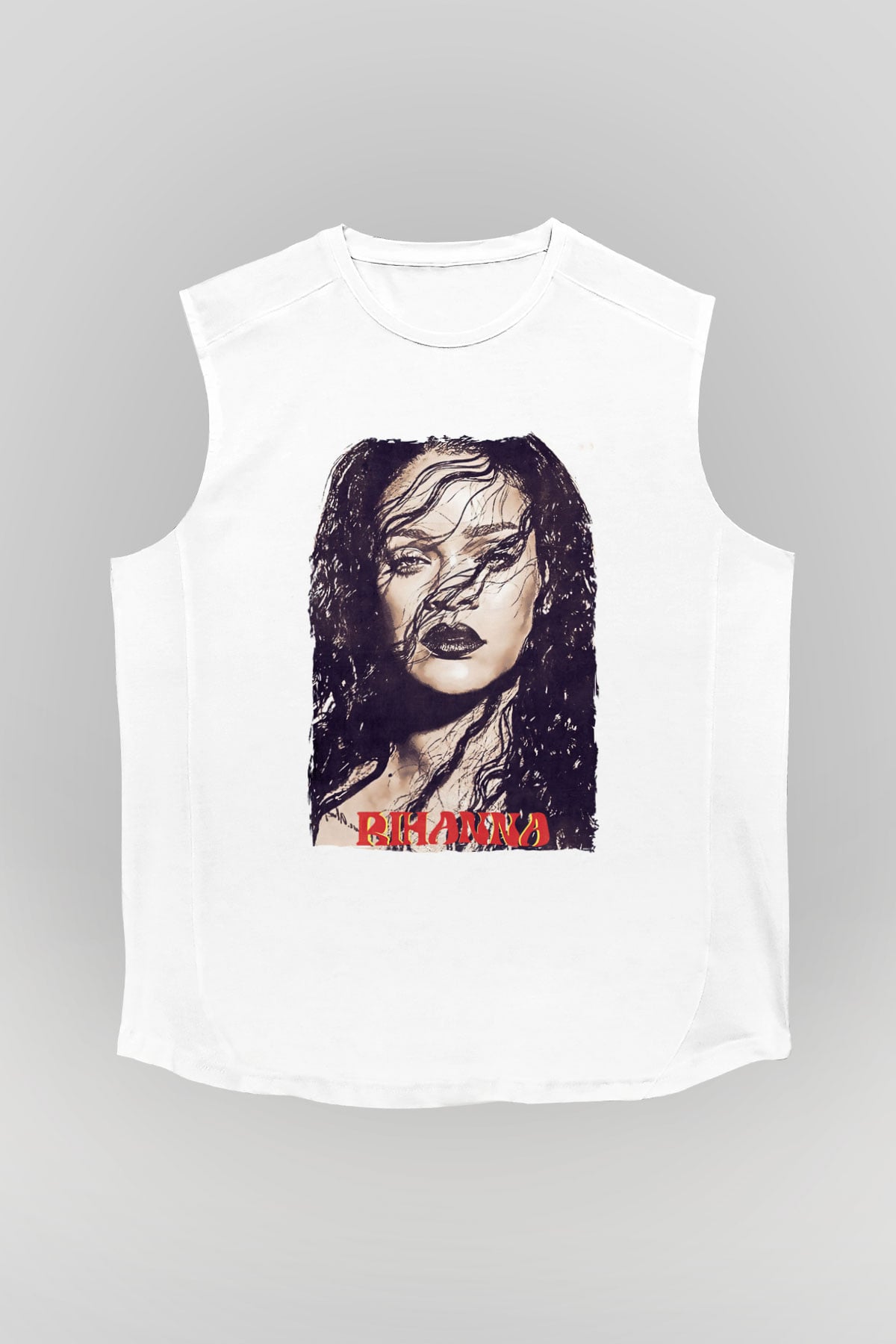 Rihanna Beyaz Unisex Kolsuz Tişört