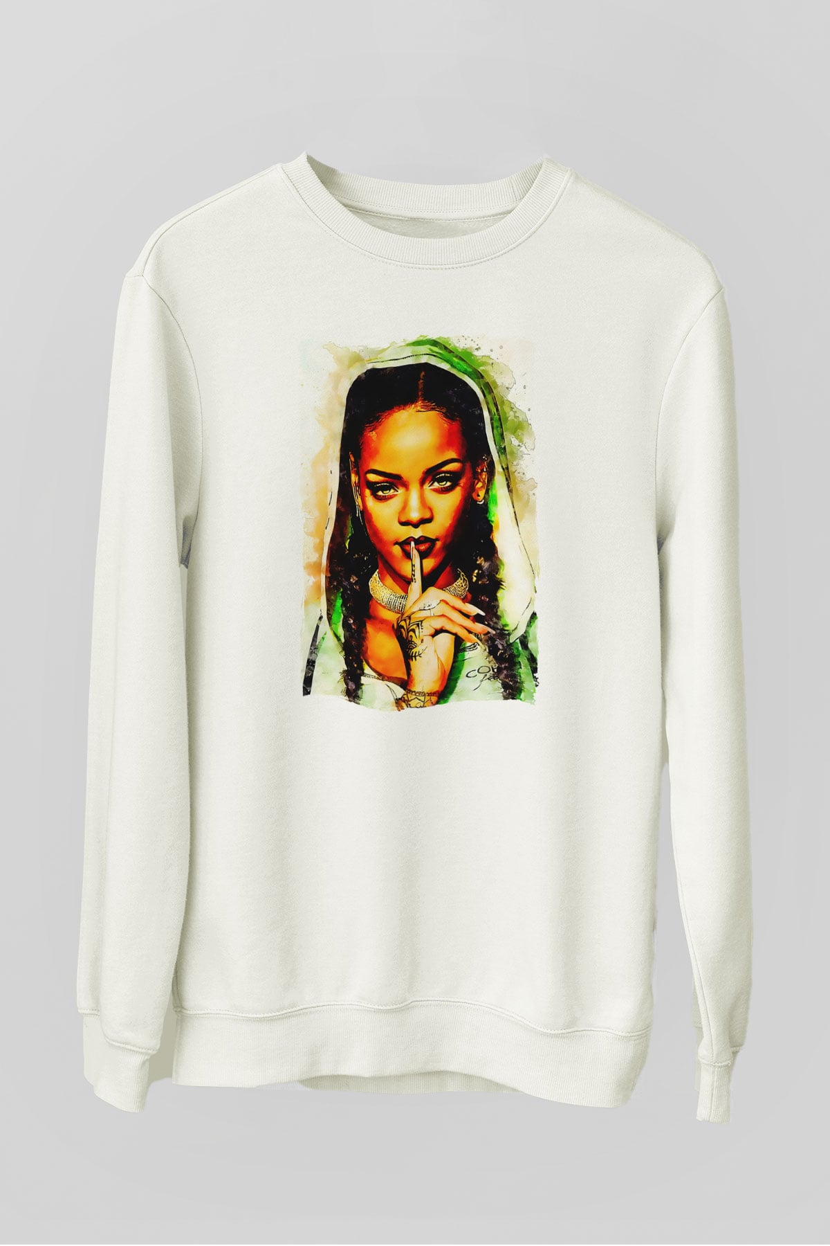 Rihanna Beyaz Unisex Sweatshirt