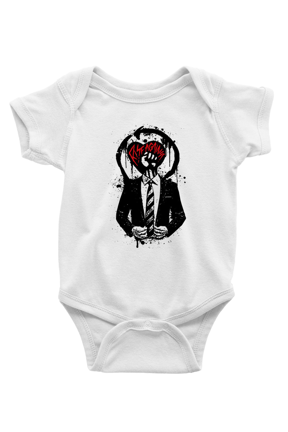 Rise Against Baskılı Beyaz Unisex Bebek Body - Zıbın