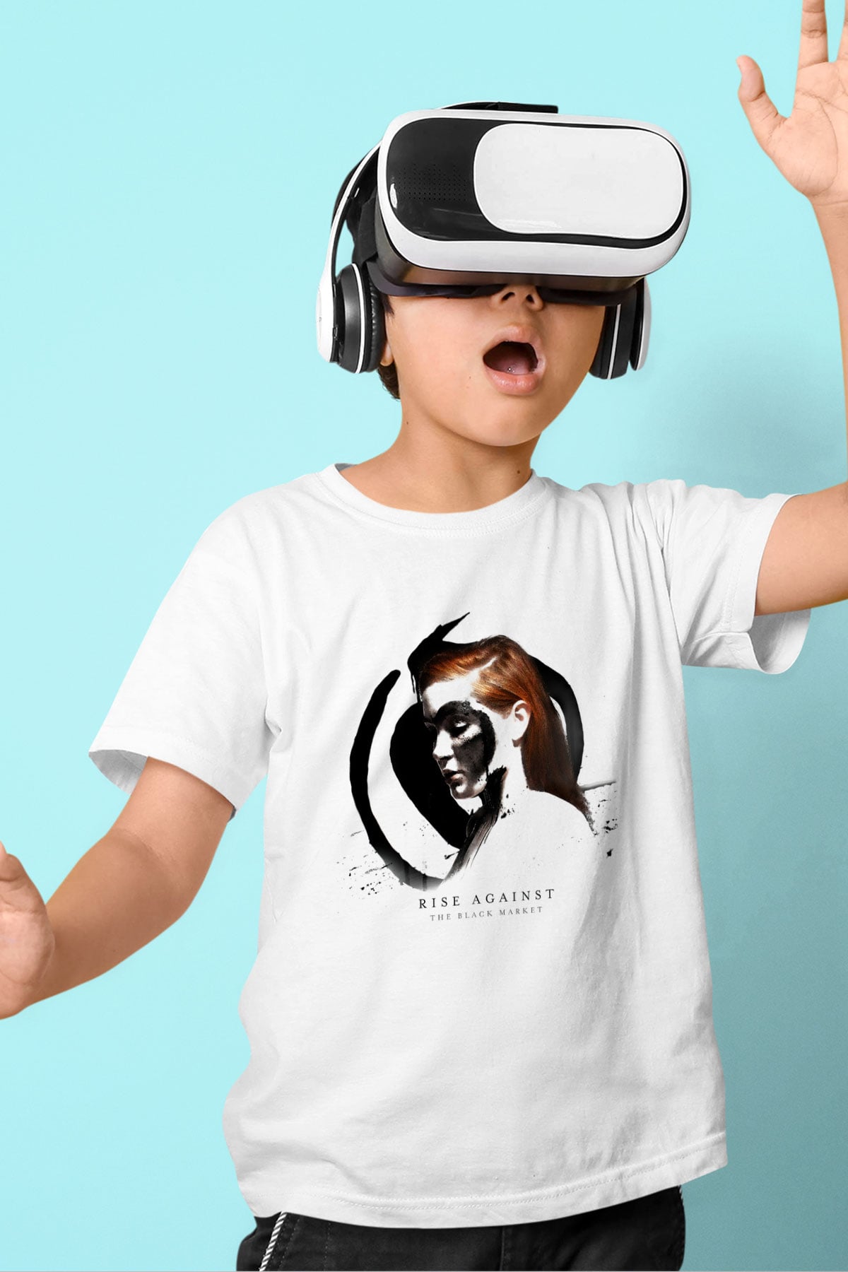 Rise Against Baskılı Beyaz Unisex Çocuk Tişört