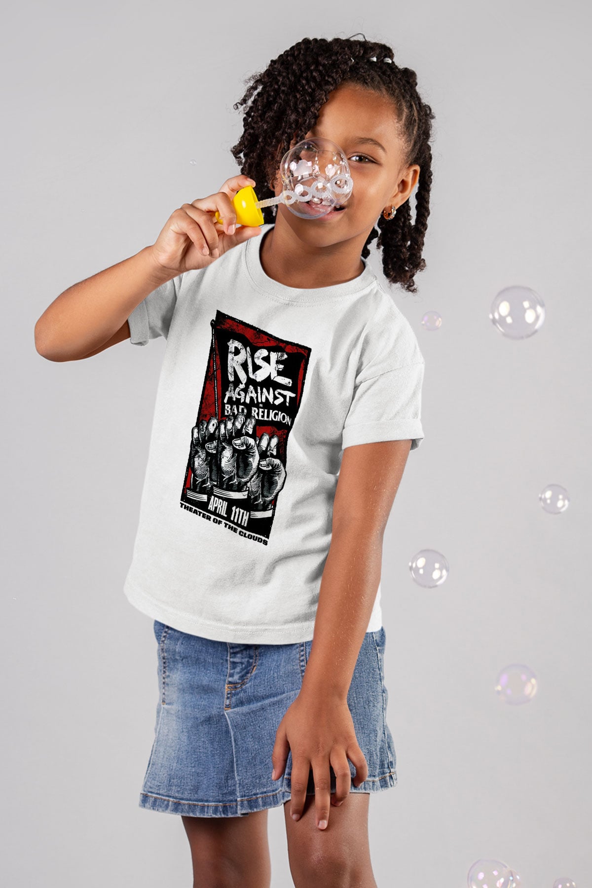 Rise Against Baskılı Beyaz Unisex Çocuk Tişört