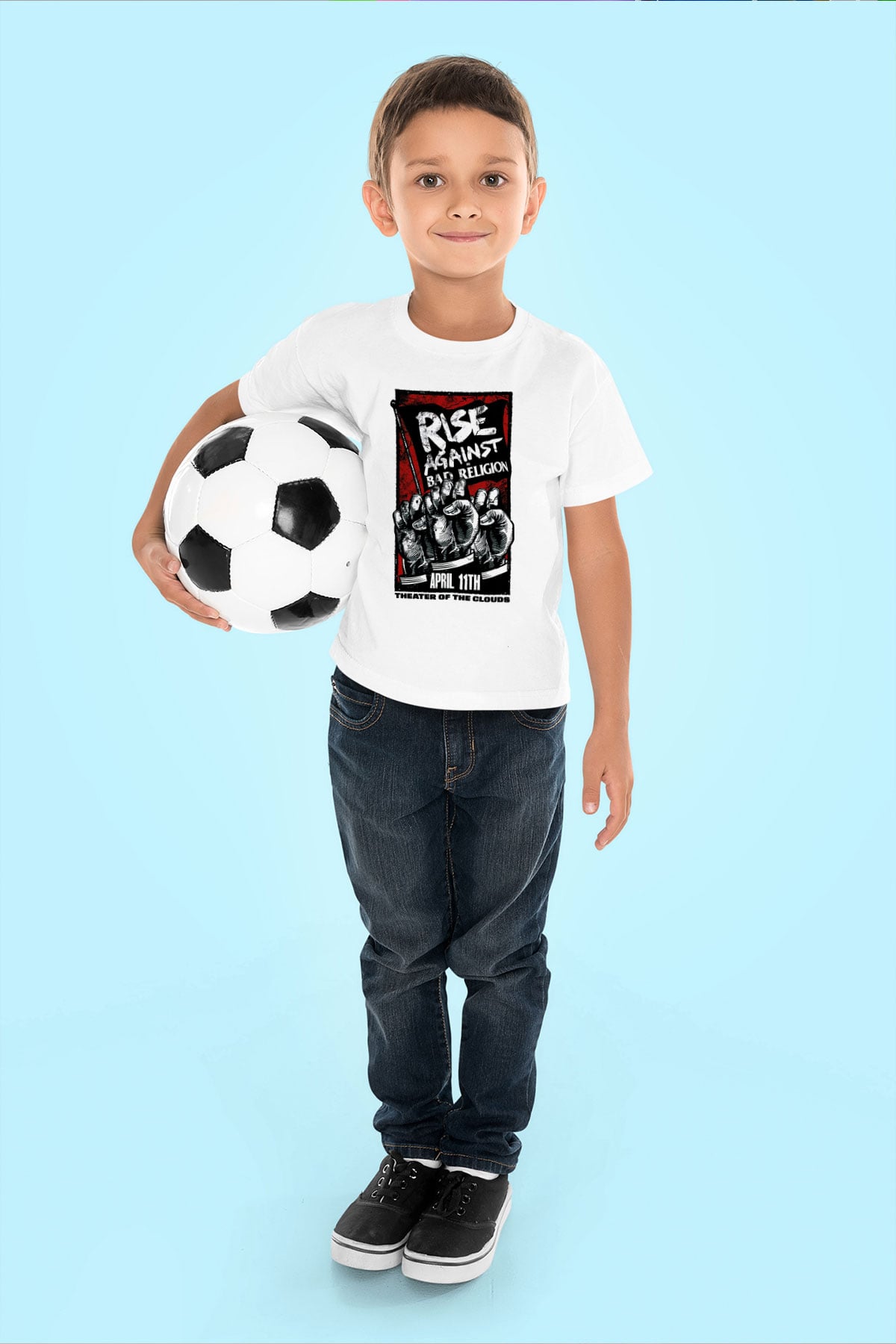 Rise Against Baskılı Beyaz Unisex Çocuk Tişört