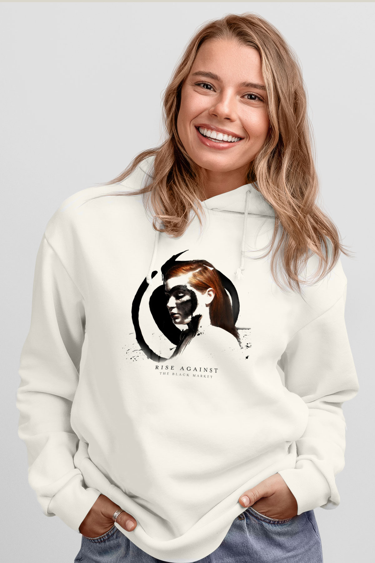 Rise Against Beyaz Unisex Kapşonlu Sweatshirt