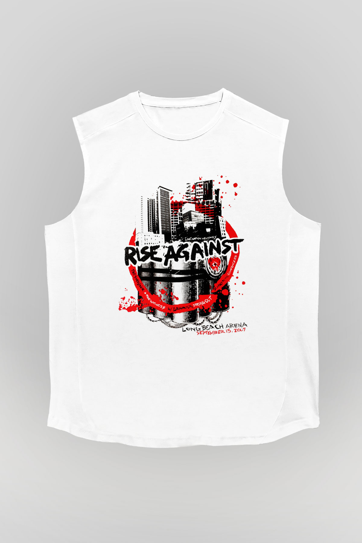 Rise Against Beyaz Unisex Kolsuz Tişört