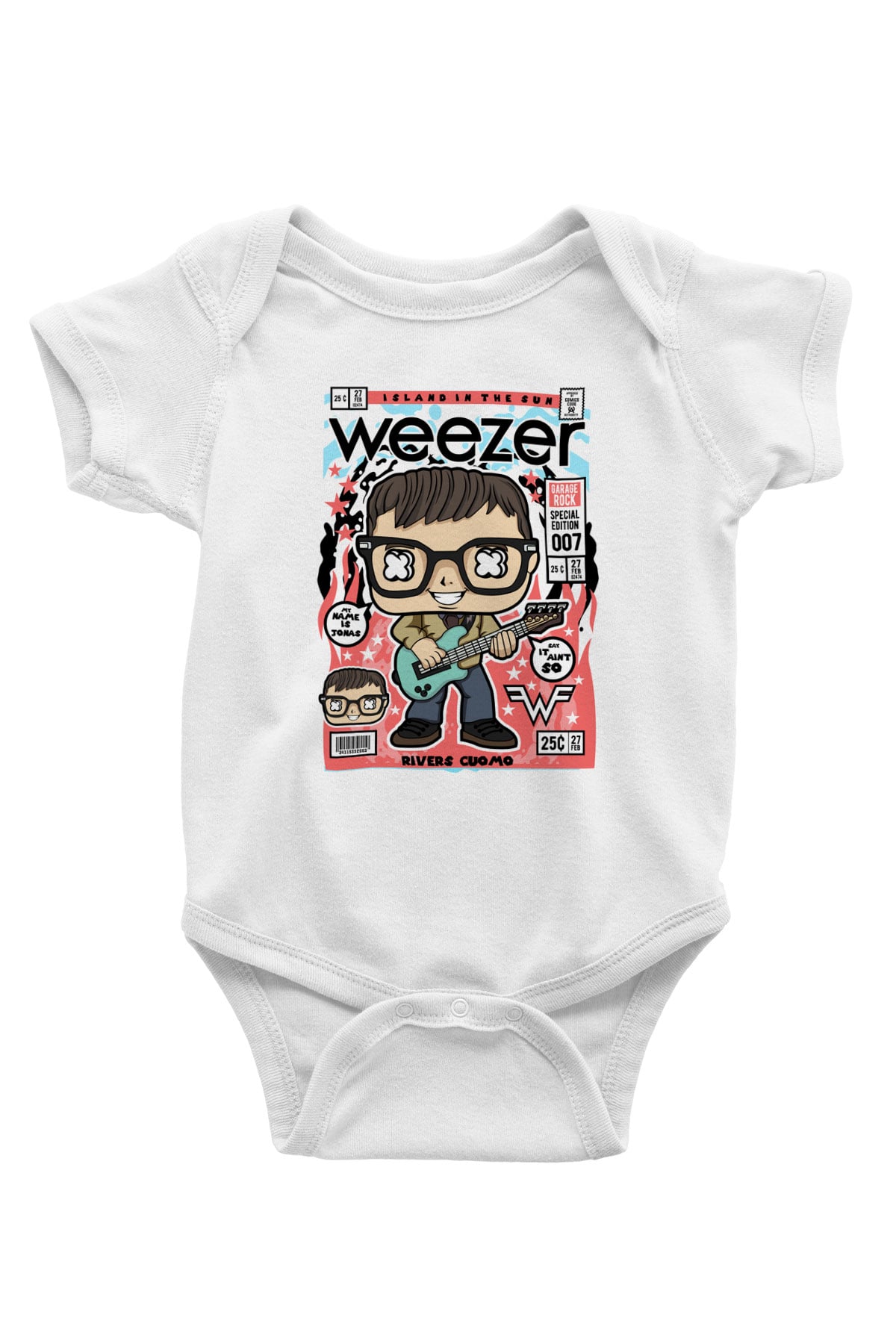 Rivers Cuomo Weezer Baskılı Unisex Beyaz Bebek Body - Zıbın