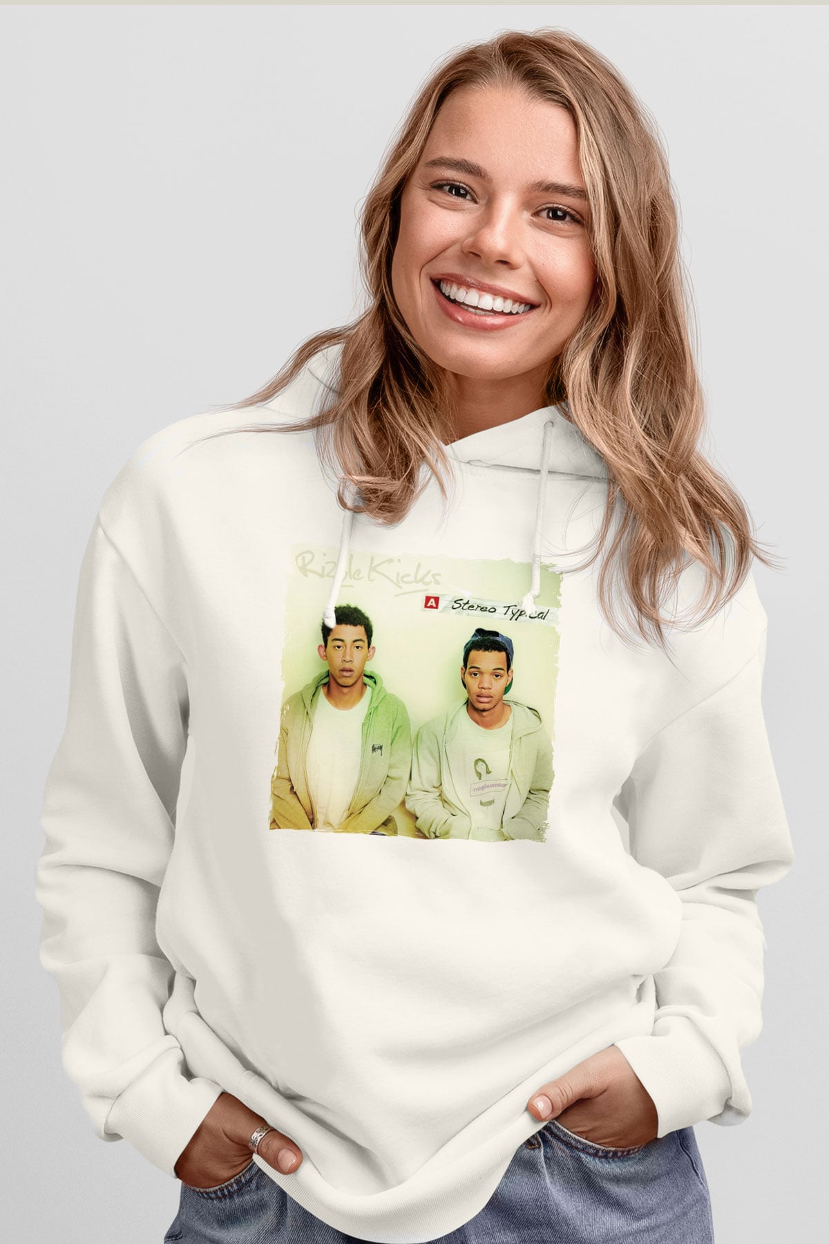 Rizzle Kicks Beyaz Unisex Kapüşonlu Sweatshirt