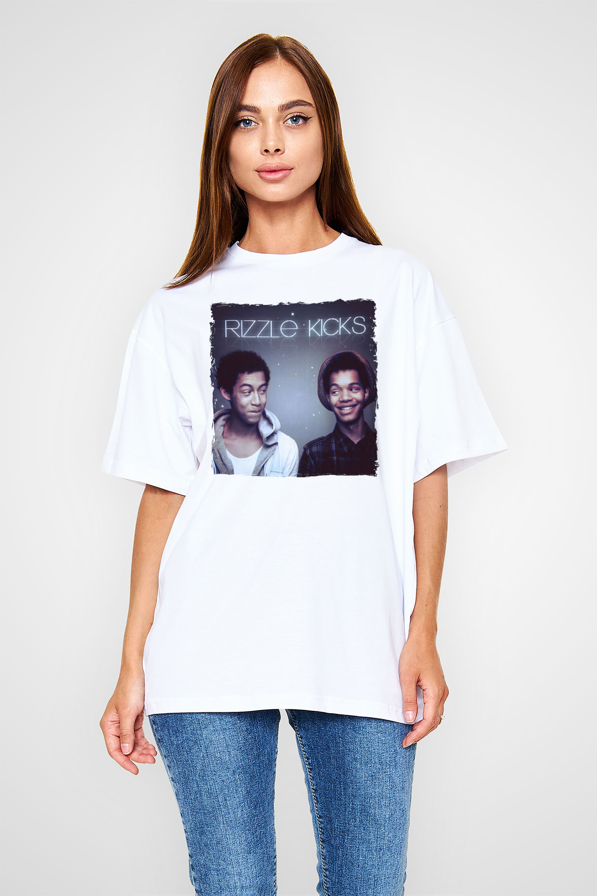 Rizzle Kicks Beyaz Oversize Tişört Oversize T-shirt - TişörtFabrikası