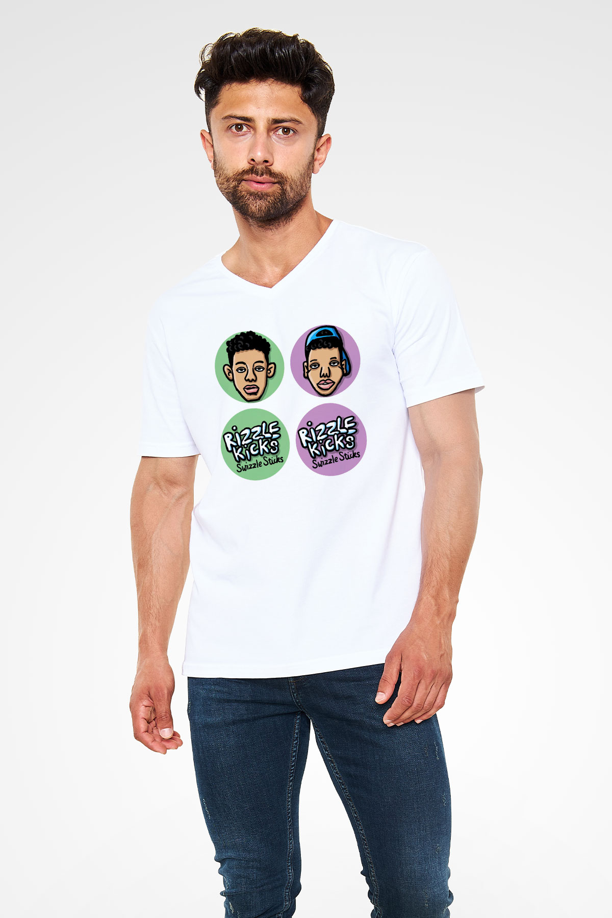 Rizzle Kicks Beyaz Unisex V Yaka Tişört