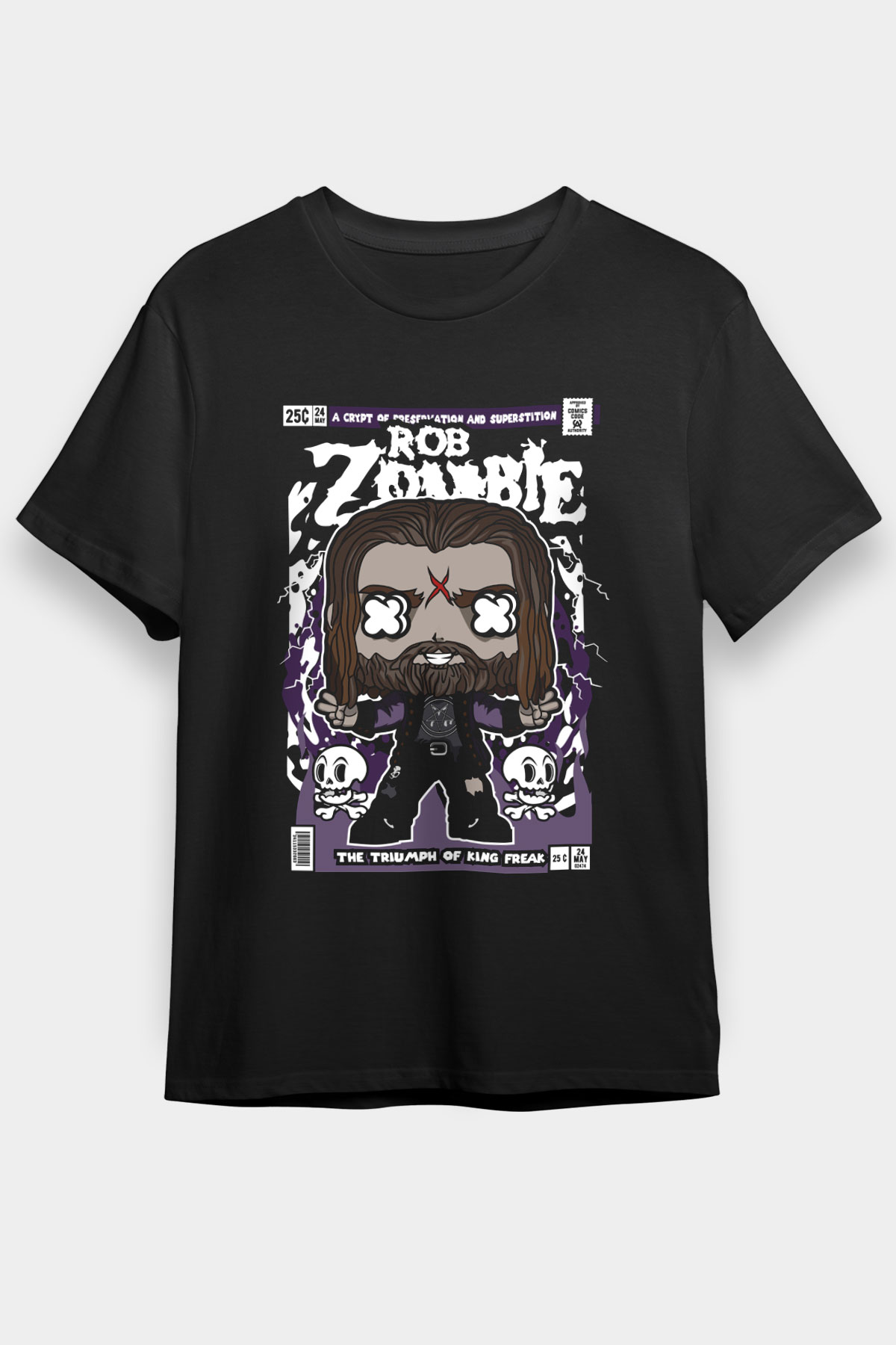 Rob Zombie Baskılı Unisex Siyah Tişört