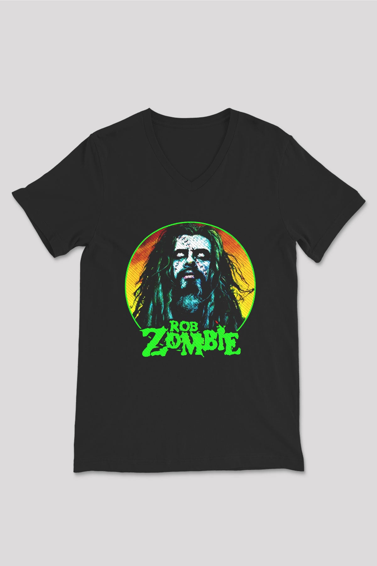 Rob Zombie Siyah Unisex V Yaka Tişört T-Shirt