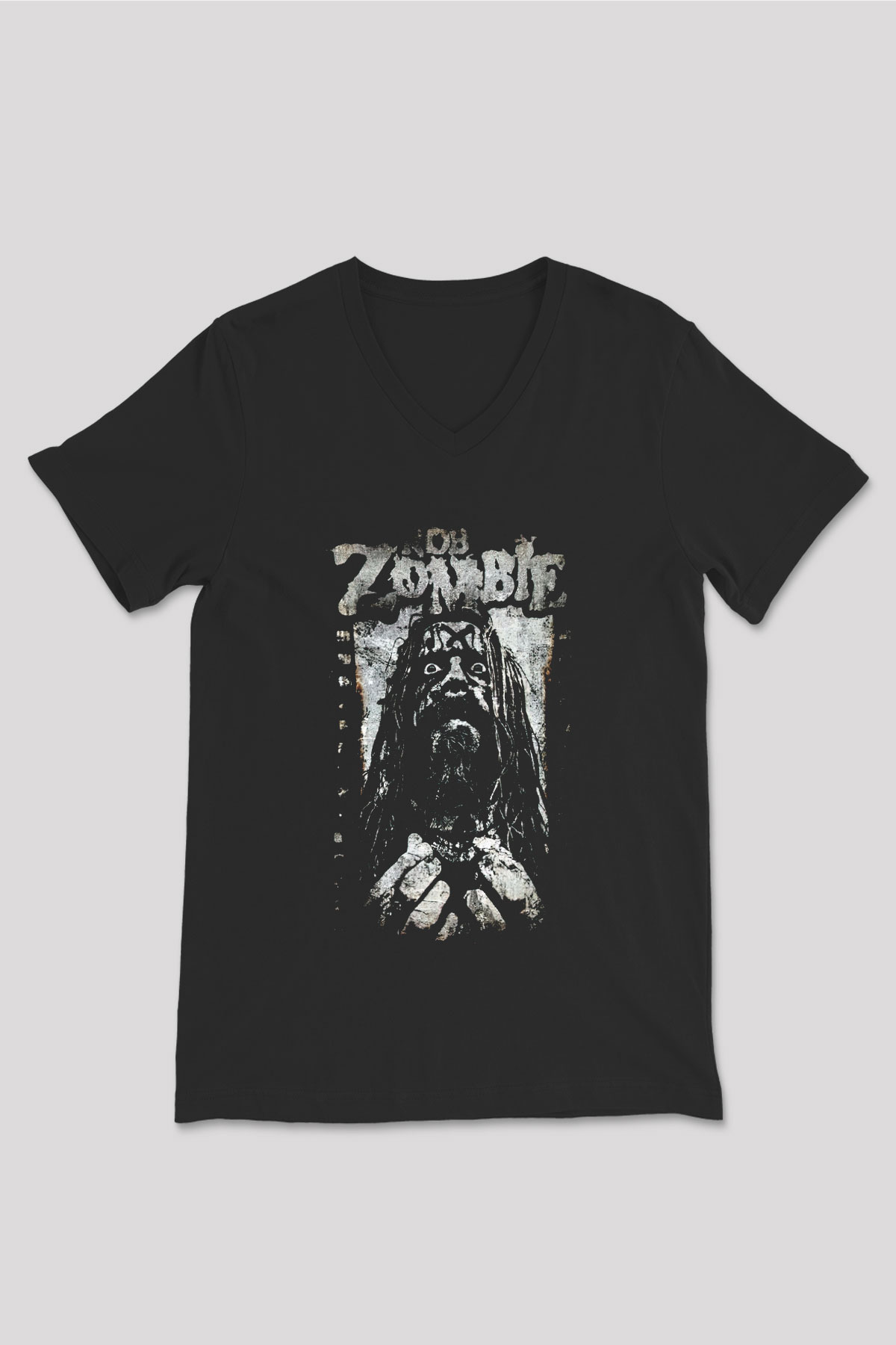 Rob Zombie Siyah Unisex V Yaka Tişört T-Shirt