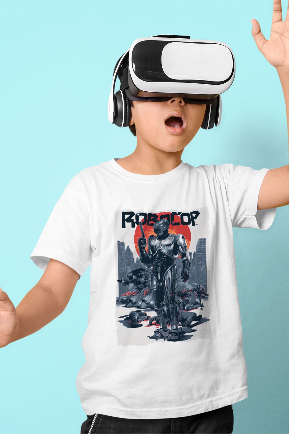 RoboCop Beyaz Unisex Çocuk Tişört