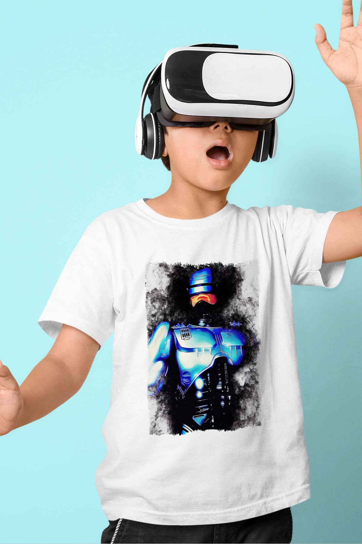 RoboCop Beyaz Unisex Çocuk Tişört