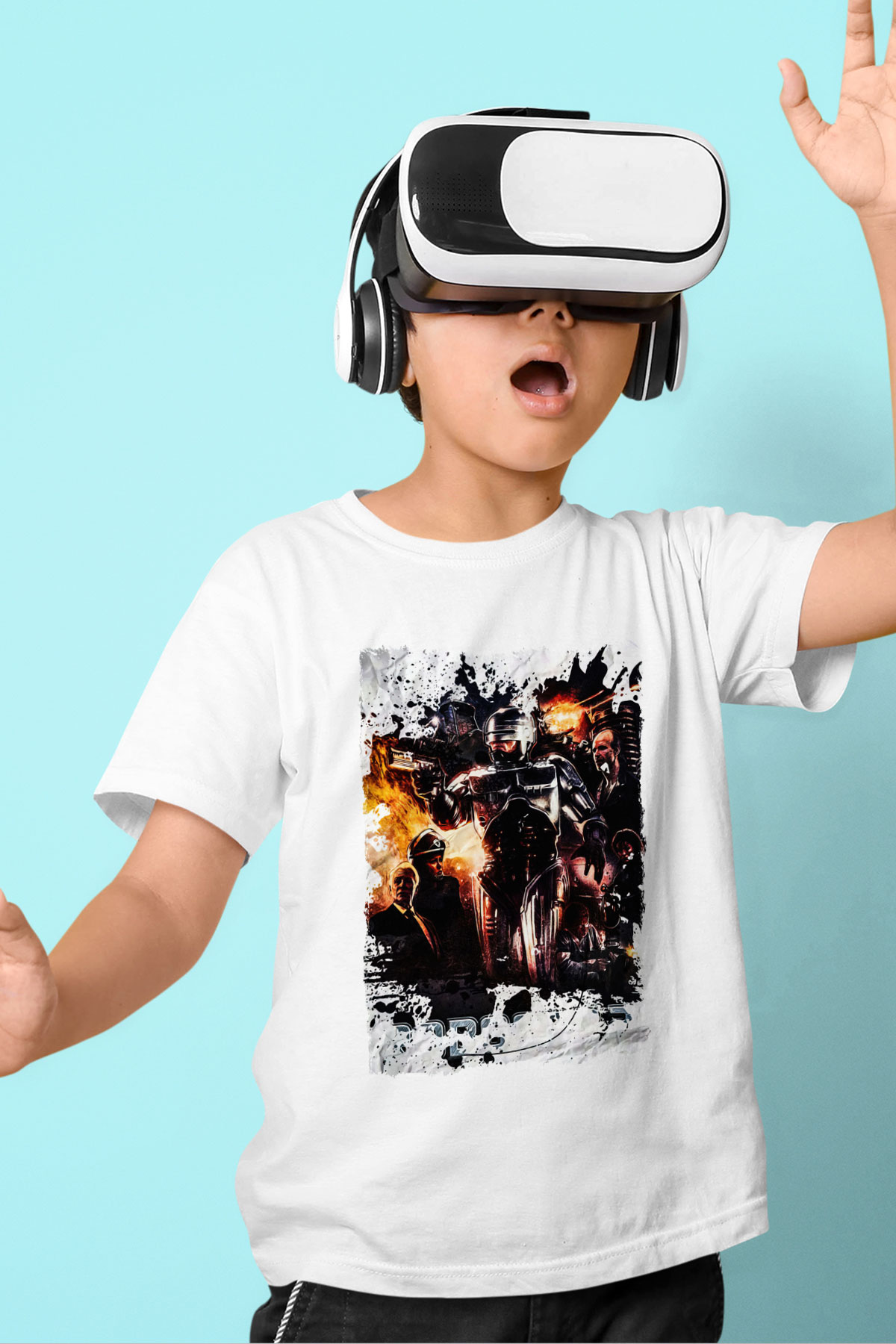 RoboCop Beyaz Unisex Çocuk Tişört