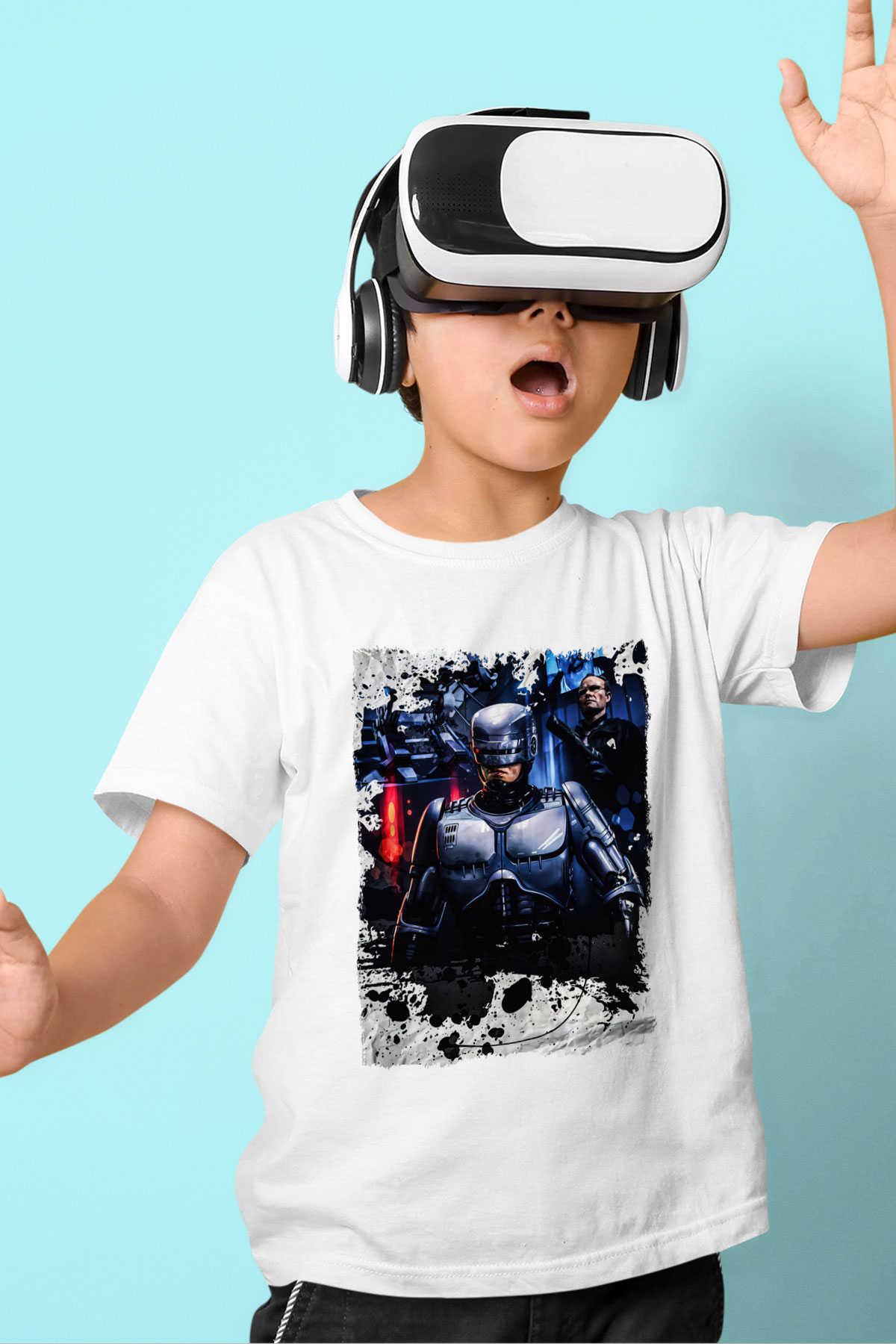 RoboCop Beyaz Unisex Çocuk Tişört