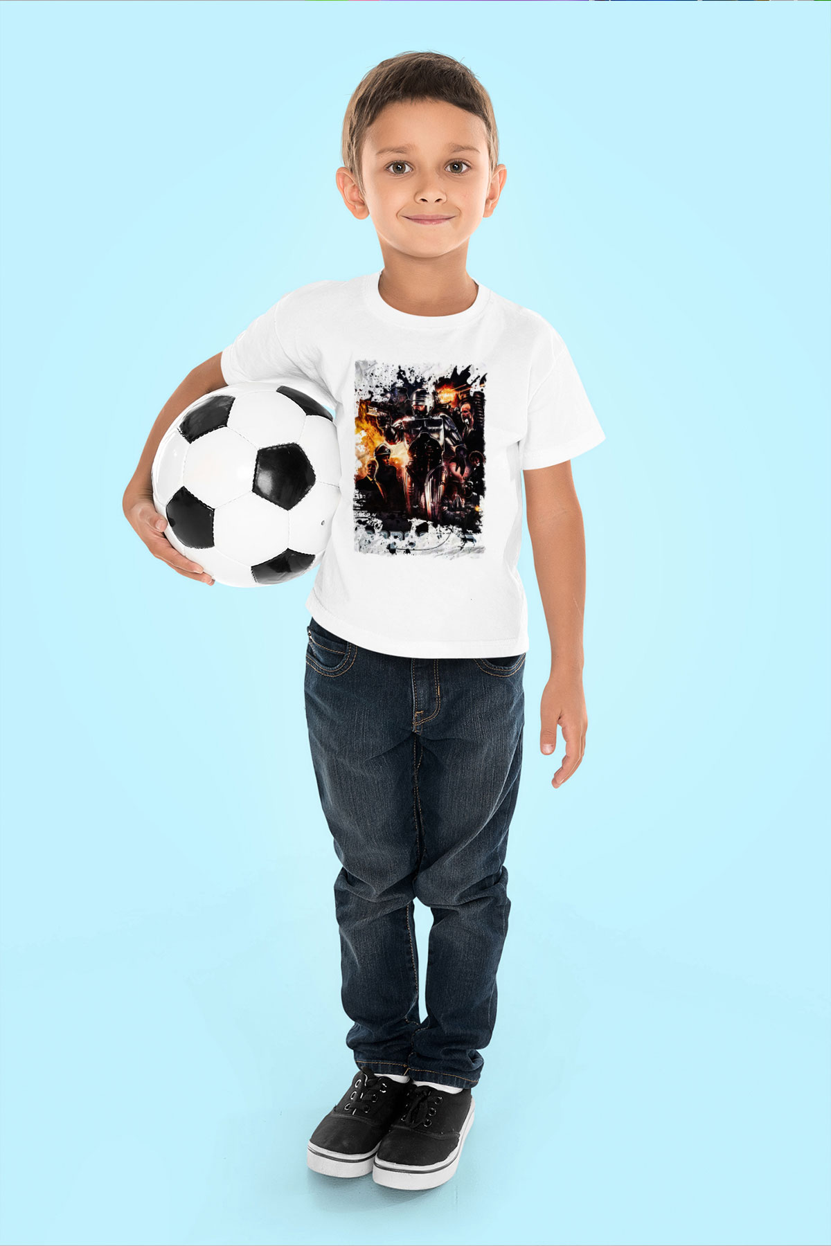 RoboCop Beyaz Unisex Çocuk Tişört