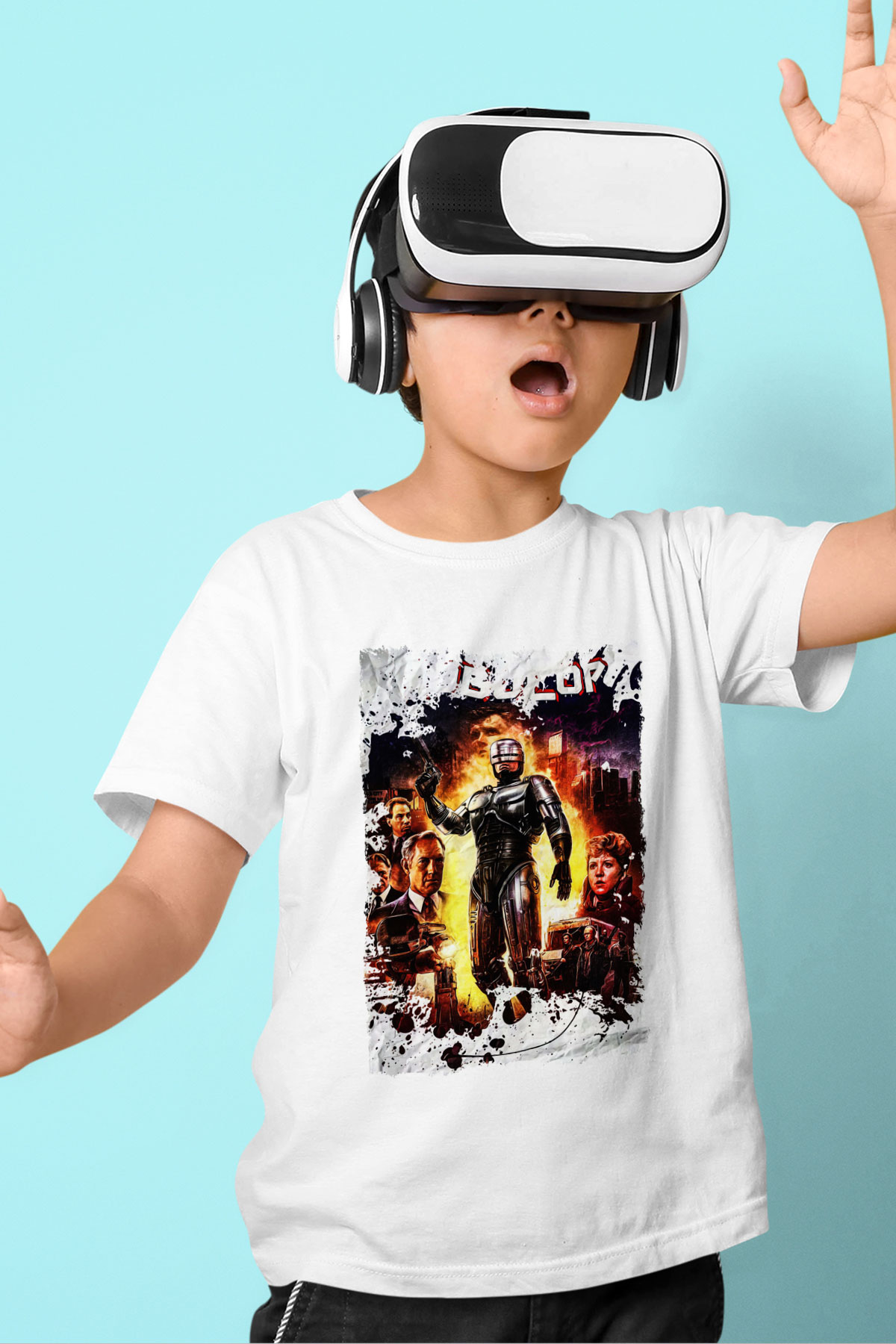 RoboCop Beyaz Unisex Çocuk Tişört