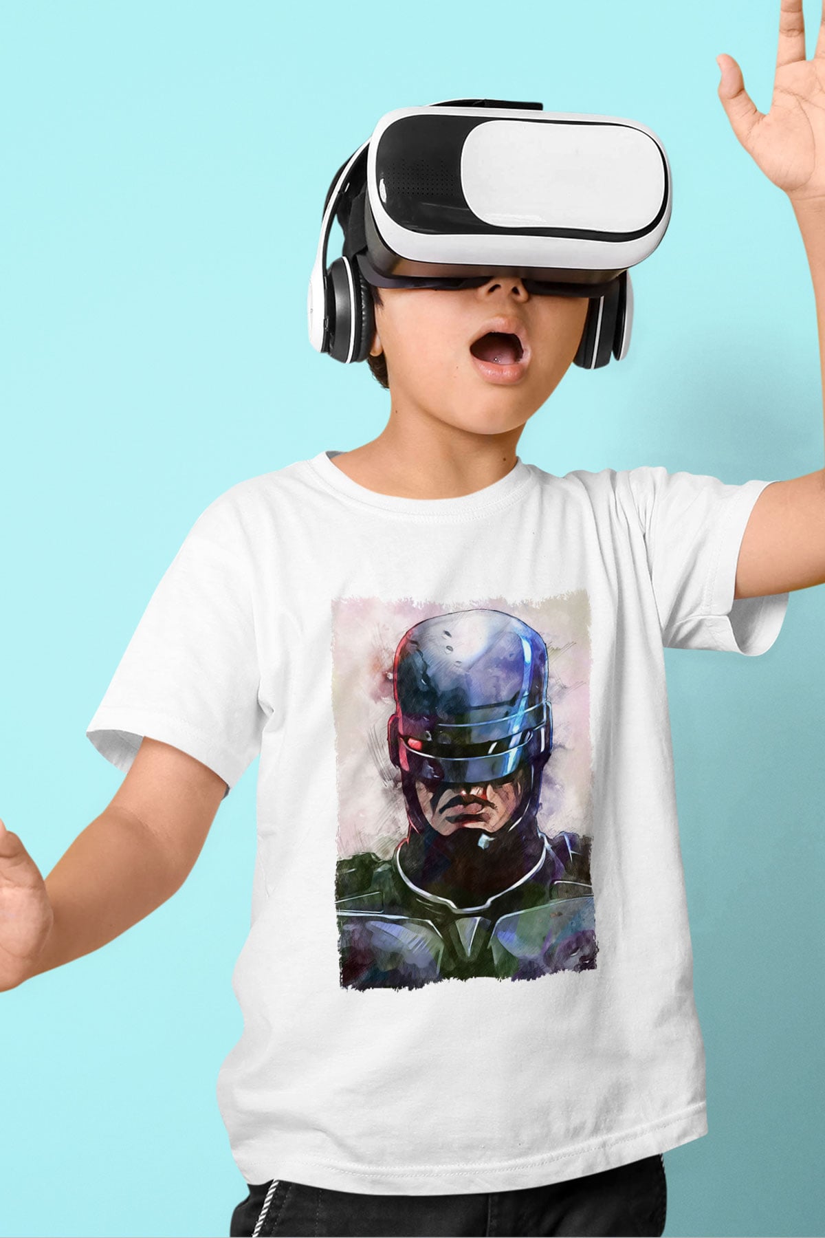 RoboCop Beyaz Unisex Çocuk Tişört