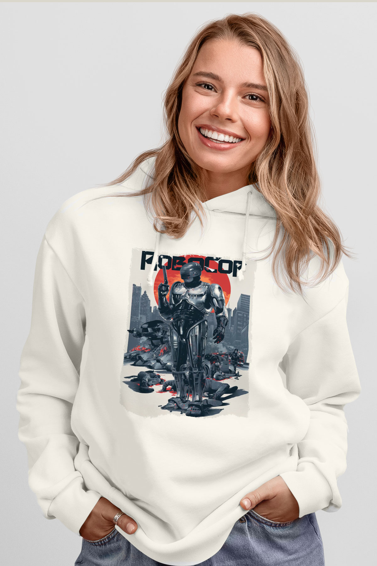 RoboCop Beyaz Unisex Hoodie