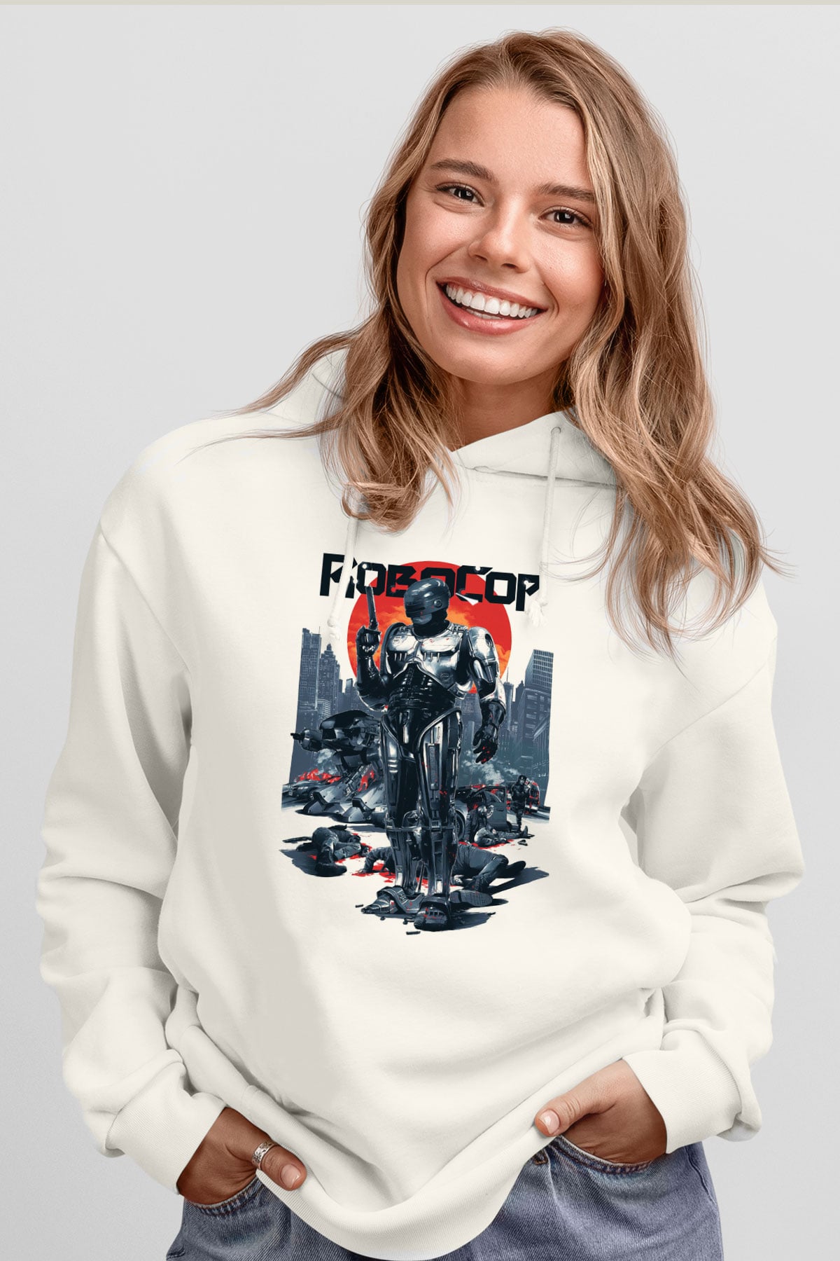 RoboCop Beyaz Unisex Hoodie