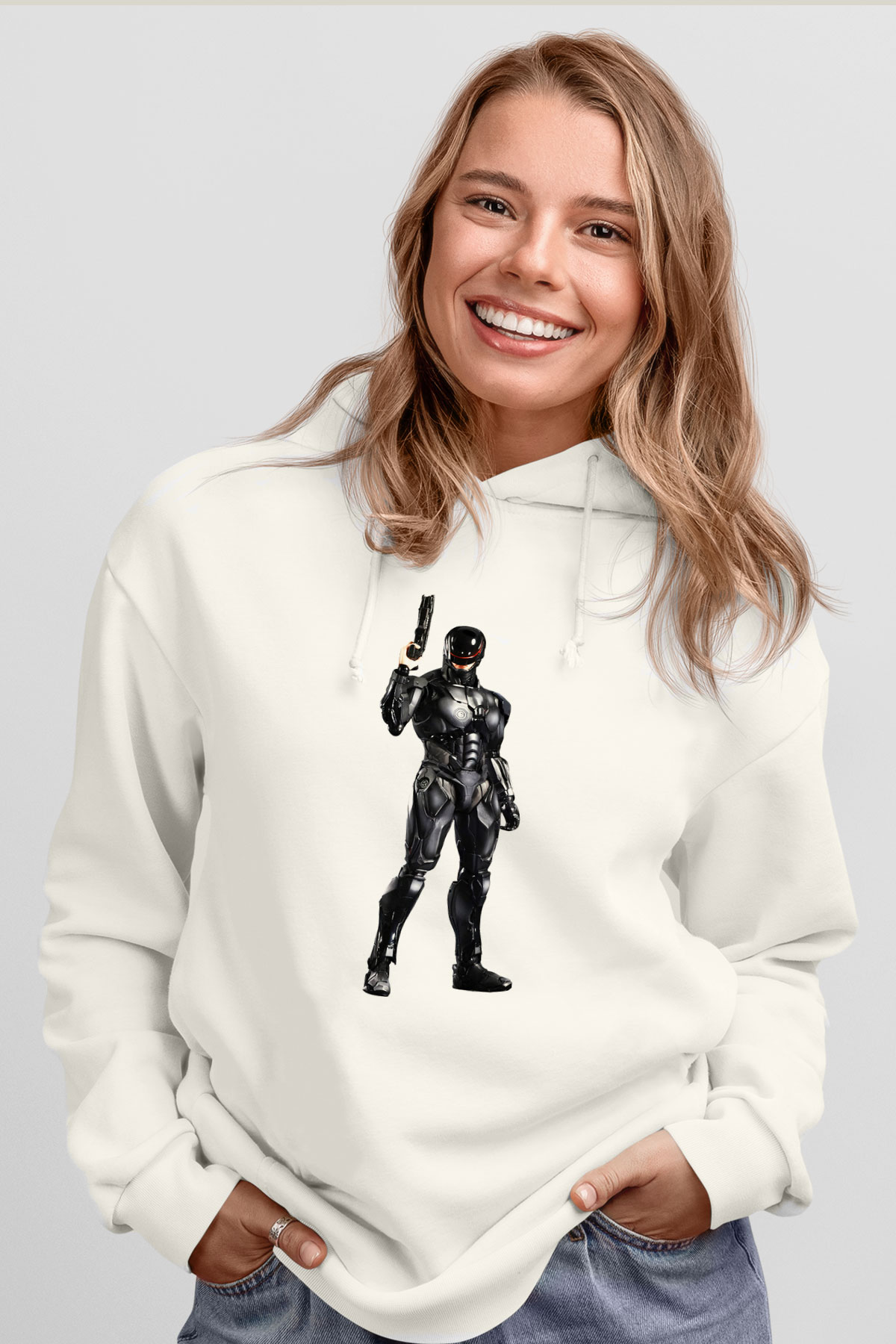 RoboCop Beyaz Unisex Hoodie