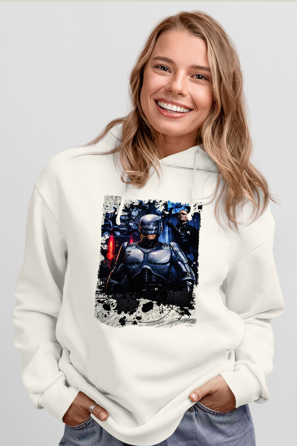 RoboCop Beyaz Unisex Hoodie