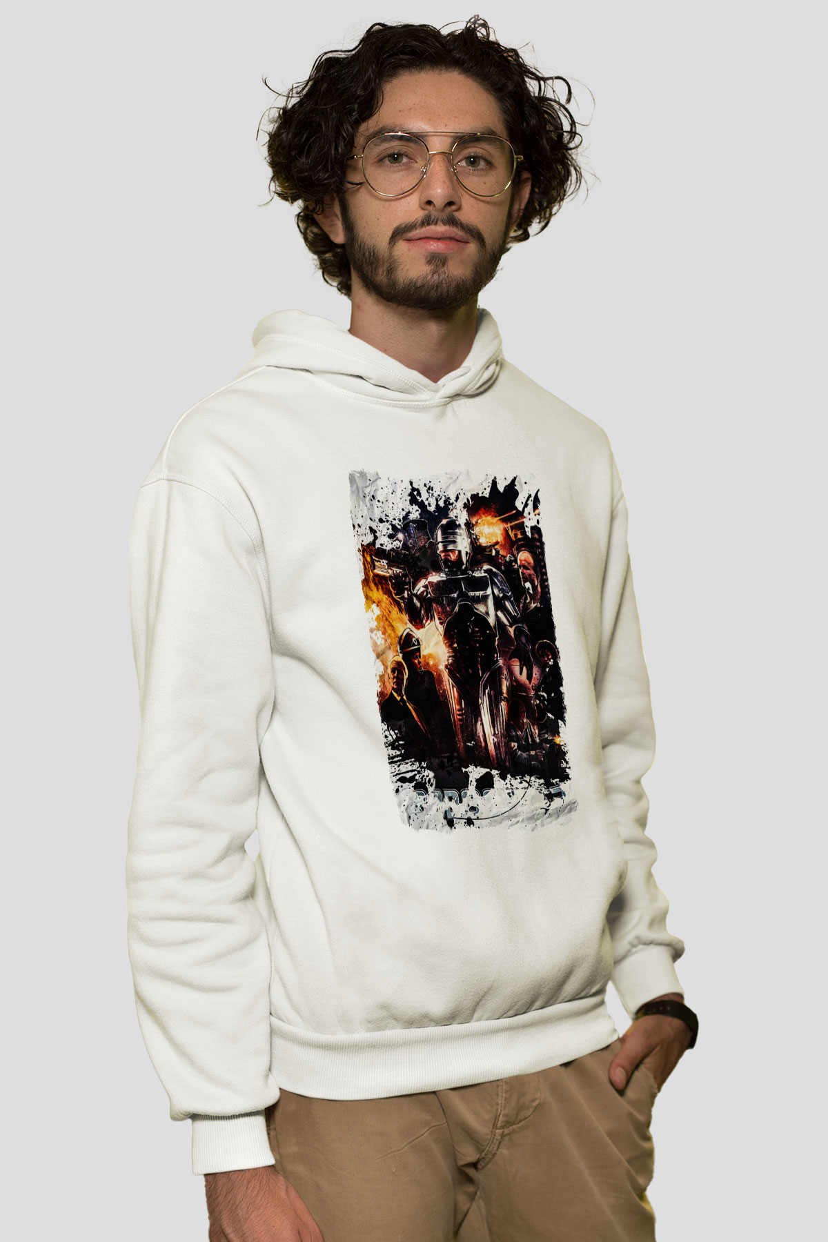 RoboCop Beyaz Unisex Hoodie
