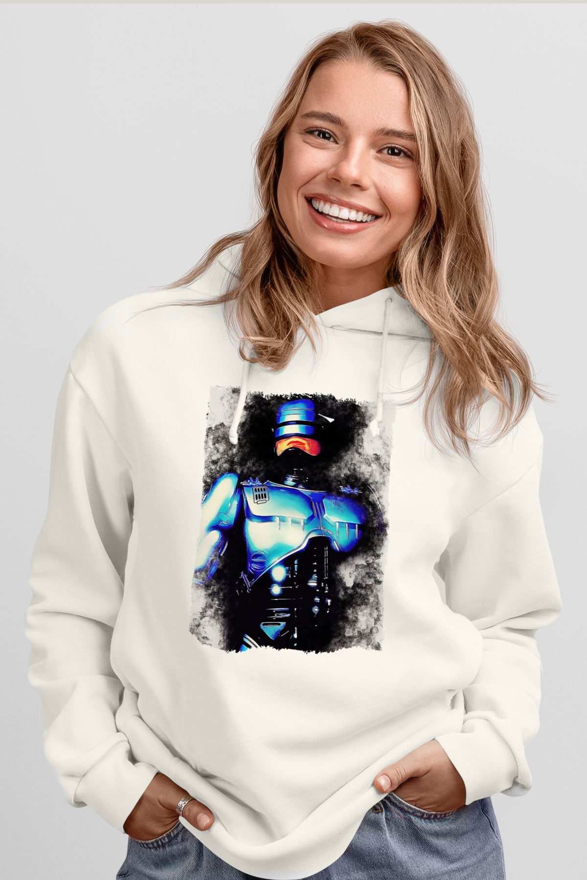 RoboCop Beyaz Unisex Hoodie