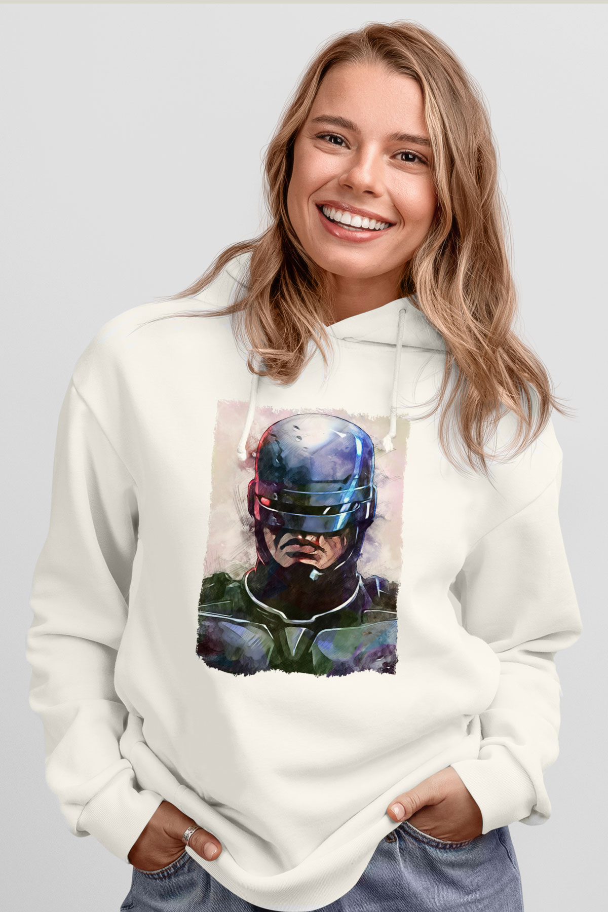 RoboCop Beyaz Unisex Hoodie