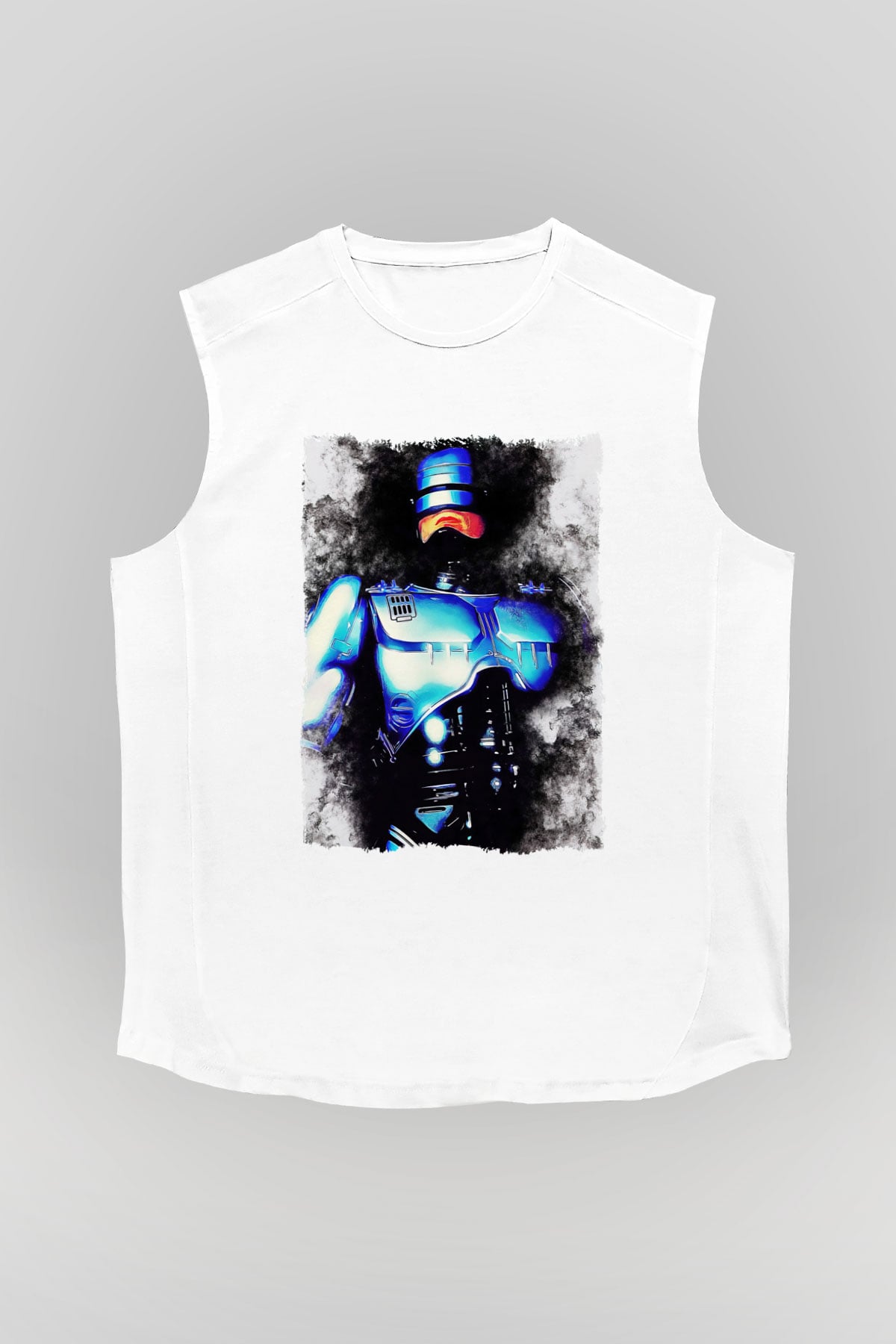 RoboCop Beyaz Unisex Kolsuz Tişört