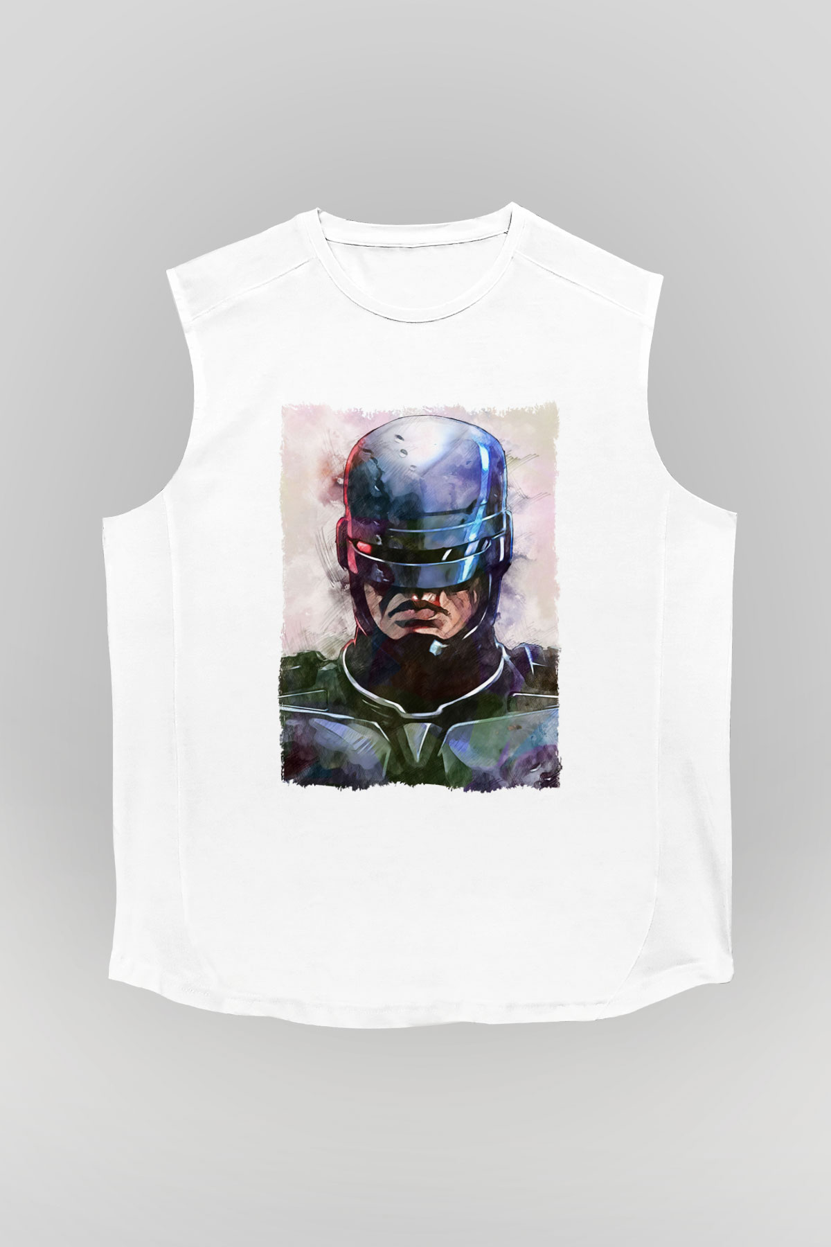 RoboCop Beyaz Unisex Kolsuz Tişört