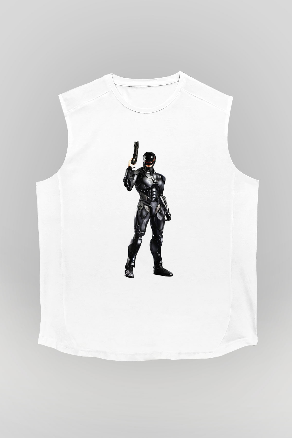 RoboCop Beyaz Unisex Kolsuz Tişört