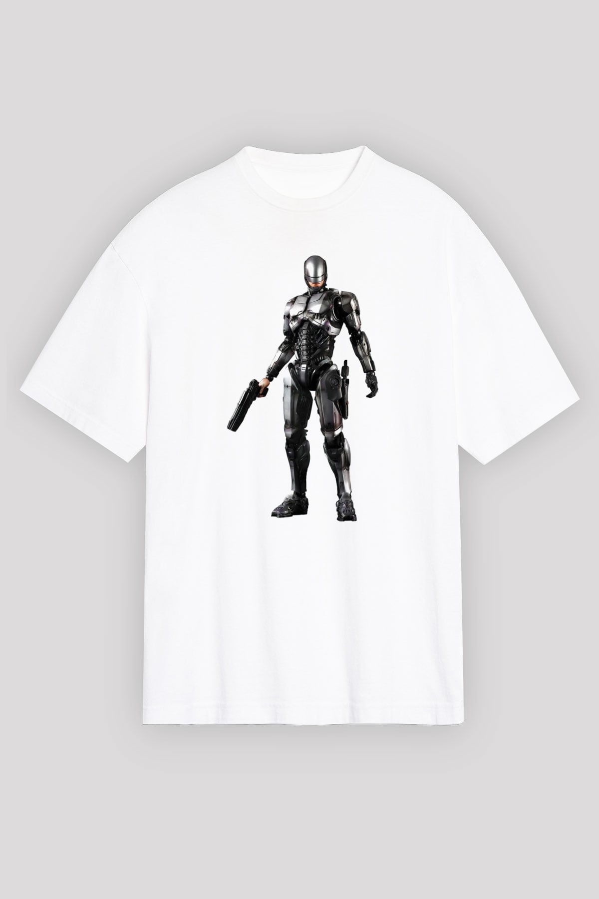 RoboCop Beyaz Unisex Oversize Tişört T-Shirt